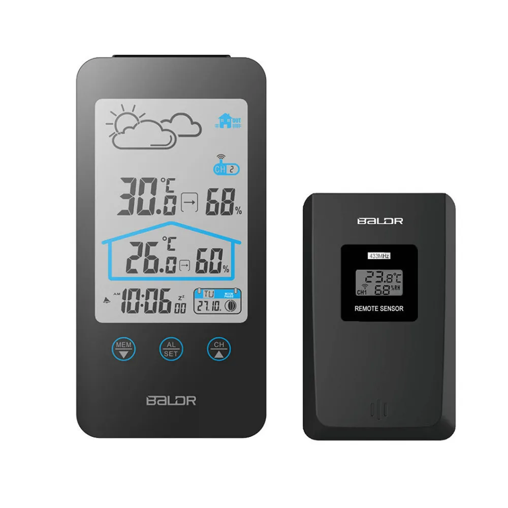 

Plastic LCD Display Touch Screen Weather Indoor And Outdoor Temperature Humidity Monitor Display Hygrometer Thermometer Gauge