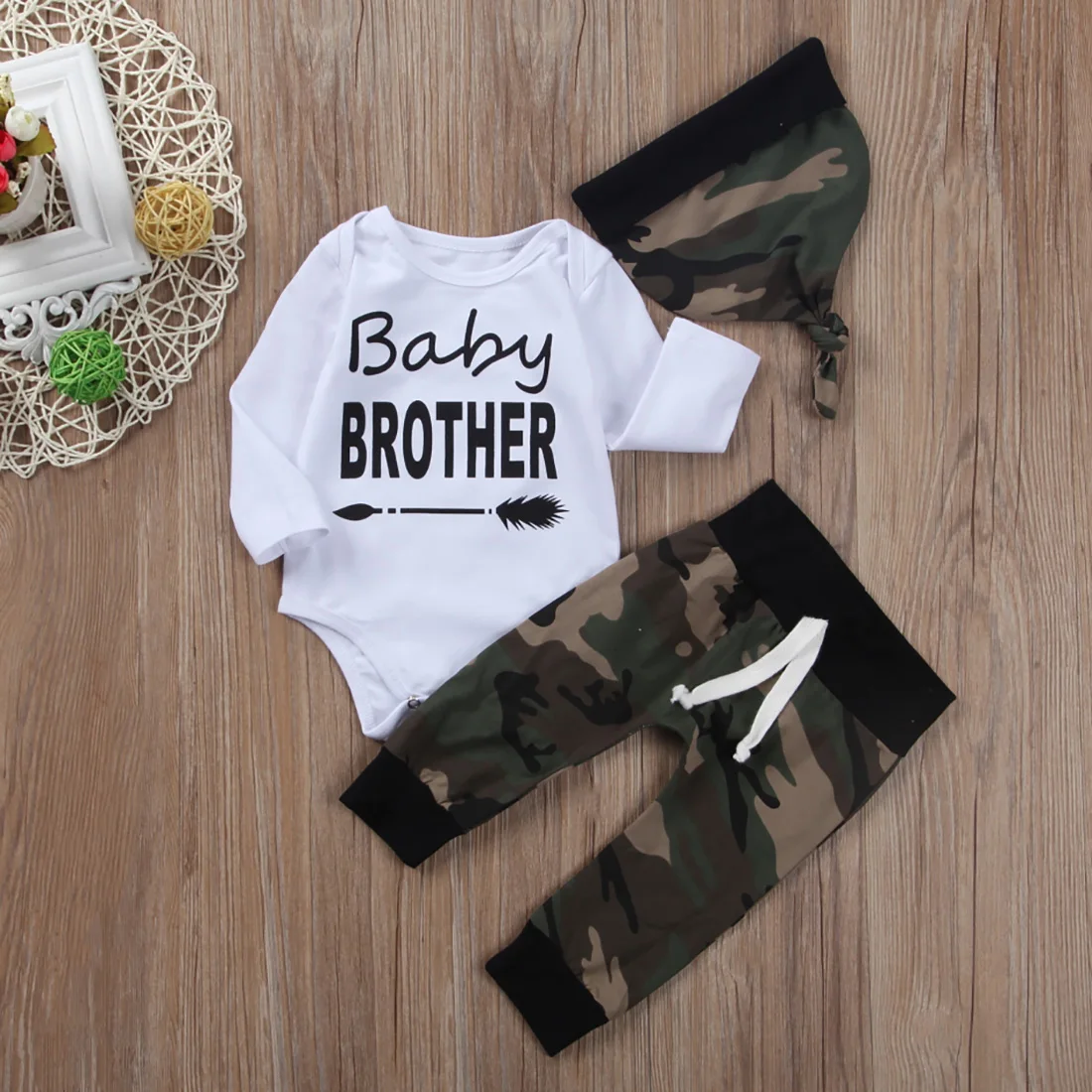 Pudoco Baby Brother/комплект осенней одежды для мальчиков; боди-брюки; шапка; комплект из 3 предметов