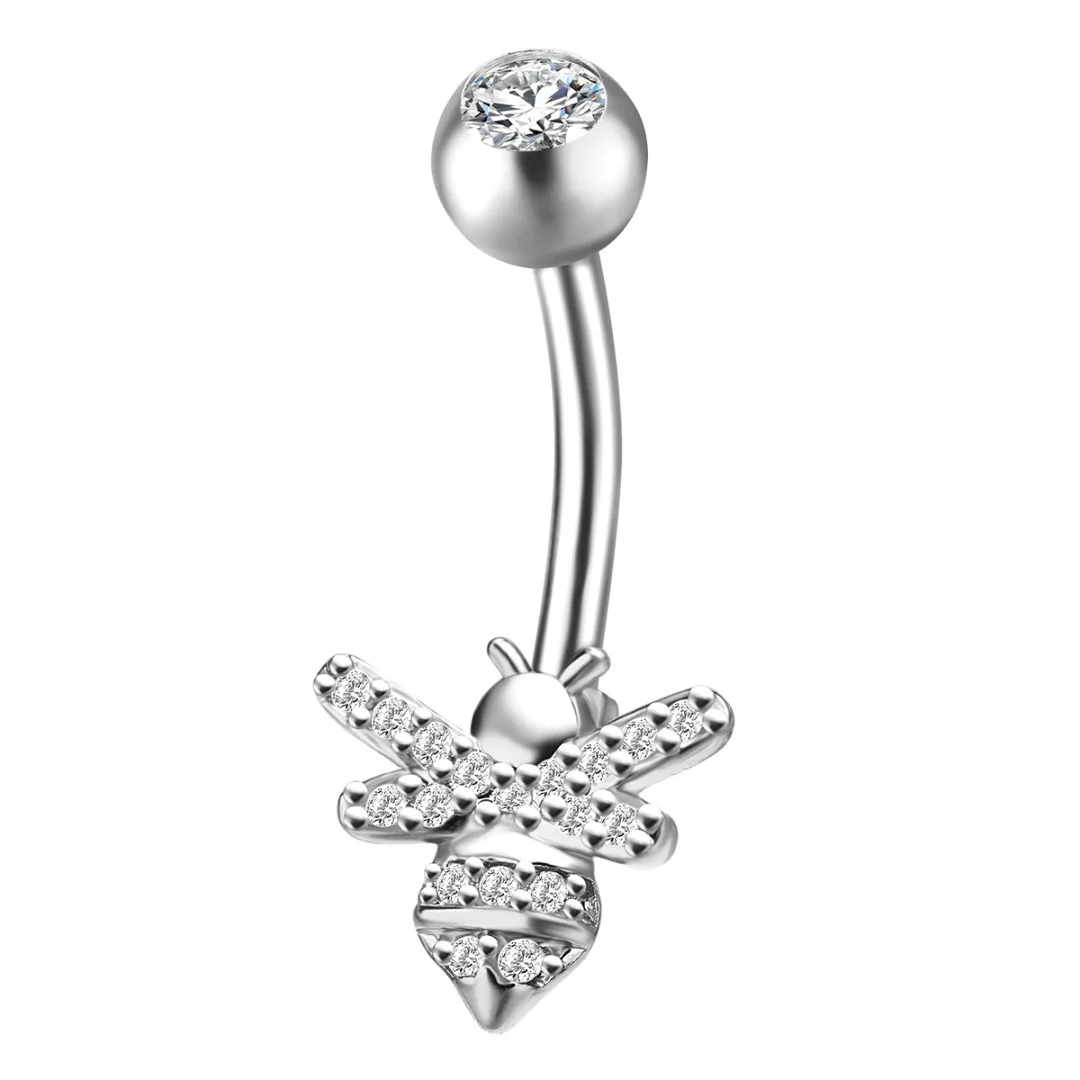 Stainless Steel piercing ombligo Crystal Jewelry Fashion Women Honeybee Navel Belly Button Ring Shellhard pendientes mujer moda