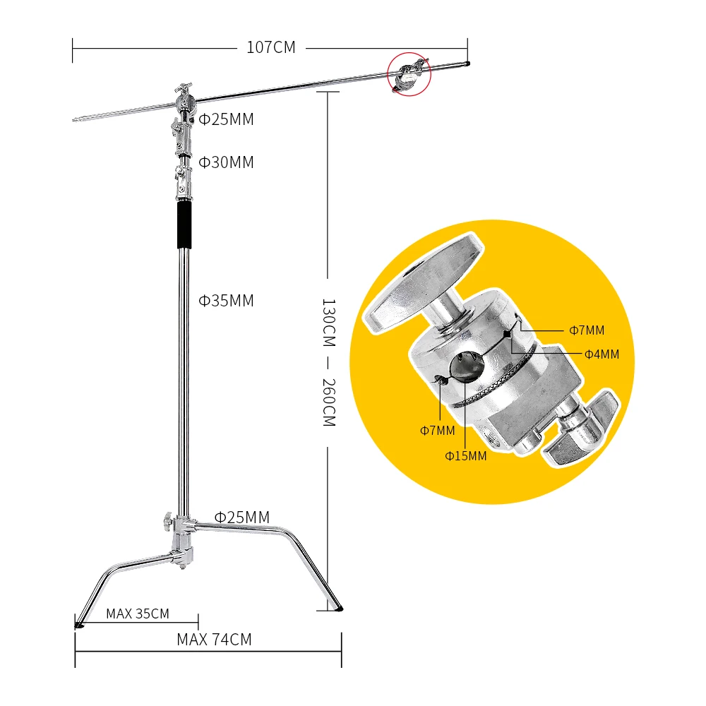 Профессиональная многофункциональная стойка для студийной фотосъемки с тяжелым освещением с откидными ножками и креплением на голову и руку специальный комплект