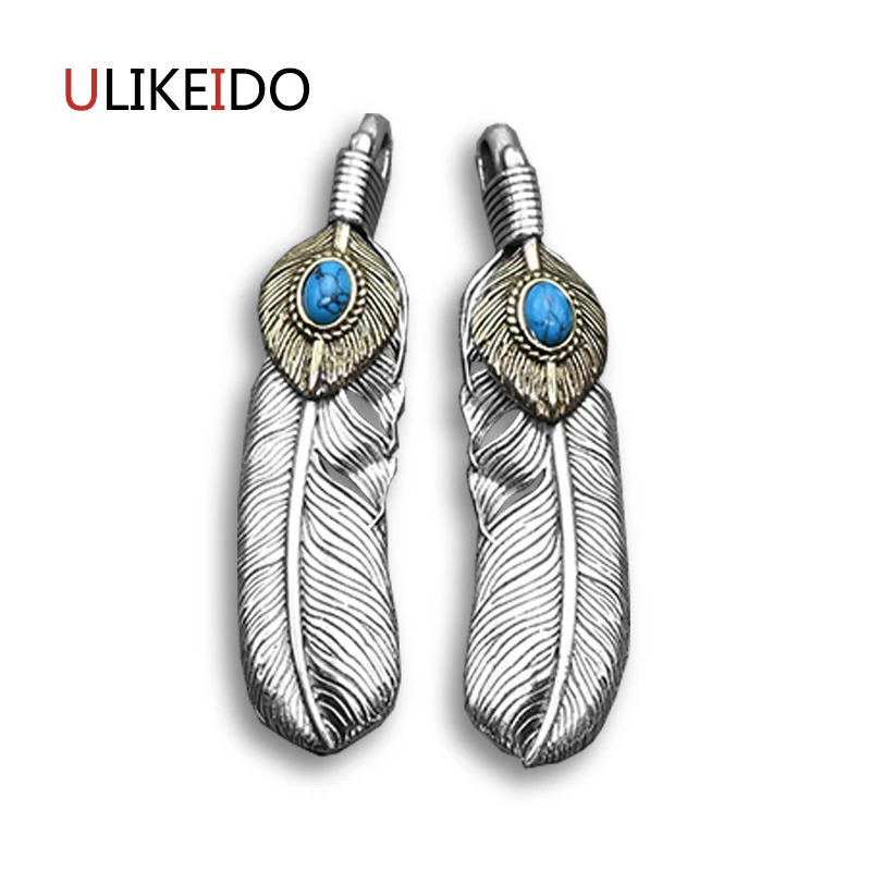 

Pure 925 Sterling Silver Jewelry Feather Charms Vintage Pendant for Unisex Thai Silver Necklace Chain Fine Gift 626