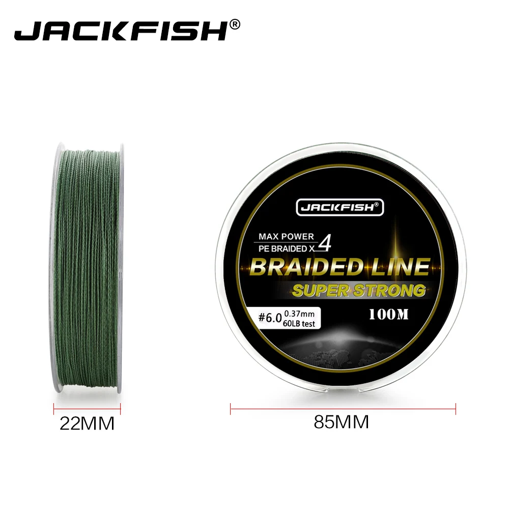 JACKFISH 100 M 4 ستراند صنارة صيد بولي ايثيلين مجدول مع هدية 10-80LB PE خيط صنارة الصيد مع حزمة الكارب الصيد المياه المالحة