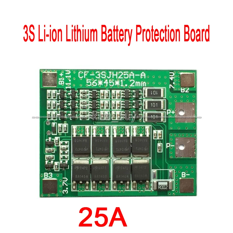 

3S 12V 25A with Balance Li-ion Lithium Battery 18650 Charger Battery Protection Board 11.1V 12.6V