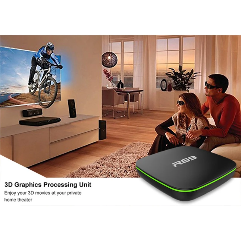  R69 Smart Android 7.1 Tv Box 2.4G Wifi H3 Quad-Core Set Top Box 1080P Hd 3D Movie Media Player Us P