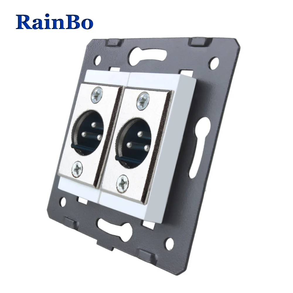Детали гнезда RainBo 2xlr-пластиковые материалы-аксессуары DIY-функциональная клавиша-настенная XLR-розетка EU-standard A82XLRW
