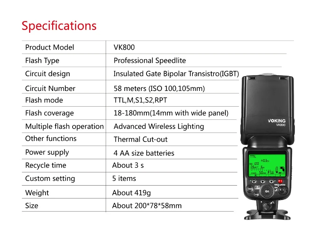 Voking ttl синхроконтакта разъем для внешней вспышки типа VK800 для Nikon D60 D90 D3000 D3100 D3200 D5000 D5100 D5200 D7000 D7100 цифровых зеркальных камер