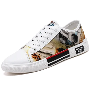 

2019 New Men's Canvas Skate Shoes Office Casual Shoe Male Loafers Man Camo Leisure Luxury City Design Brogues Runner Footwear