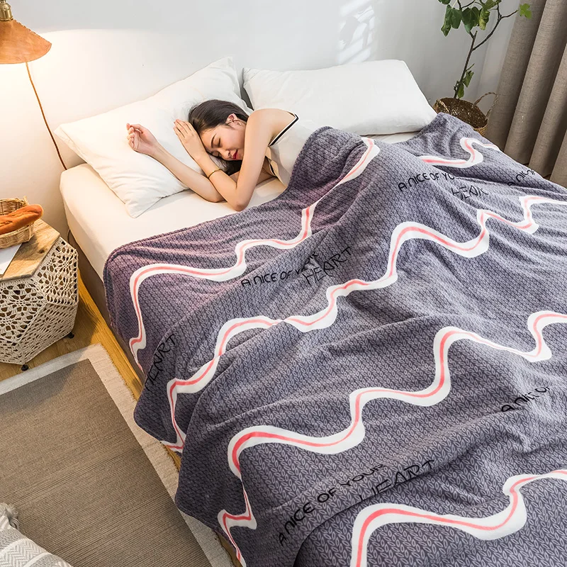 LREA высокая плотность теплая фланель, Коралл Одеяло для взрослых элегантный стиль для дивана пледы путешествия мягкий для кровати