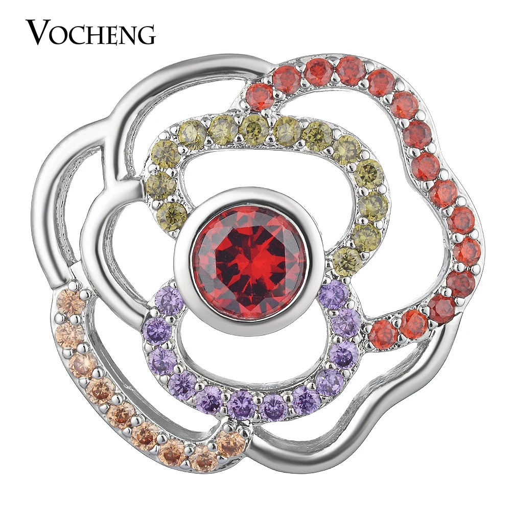 CZ Stone Luxury Vocheng Ginger взаимозаменяемая Кнопка Rose Flower 4 цвета 18 мм латунный материал