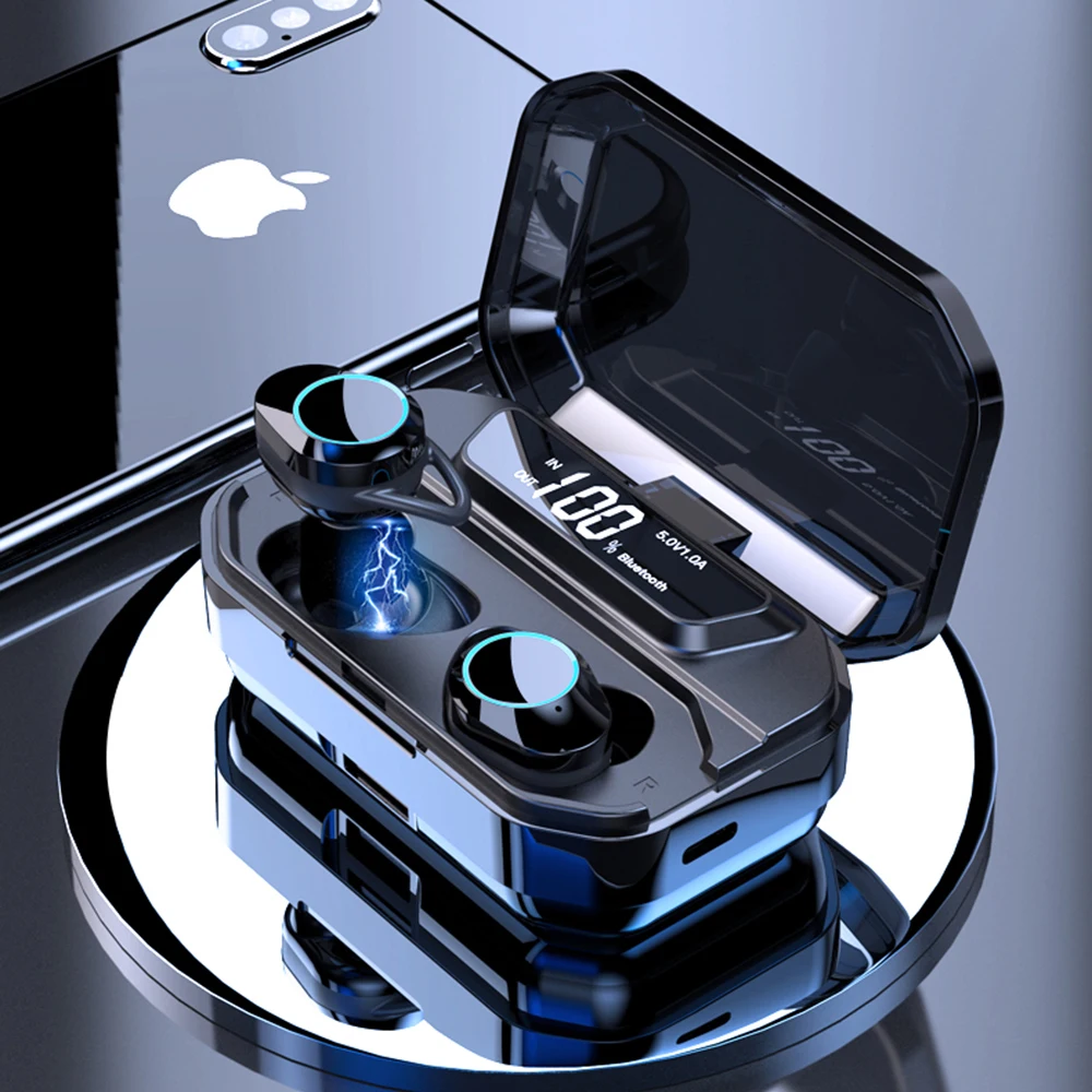 

TWS 5.0 Bluetooth 6D Super Stereo Earphones Waterproof IPX7 Wireless Headphones Earbuds with 3300mAh LED Display Power Bank
