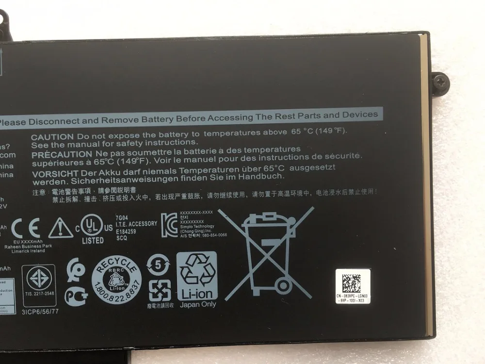 SupStone 51WH подлинный новый оригинальный 93FTF Аккумулятор для ноутбука Dell Latitude 5280 5480