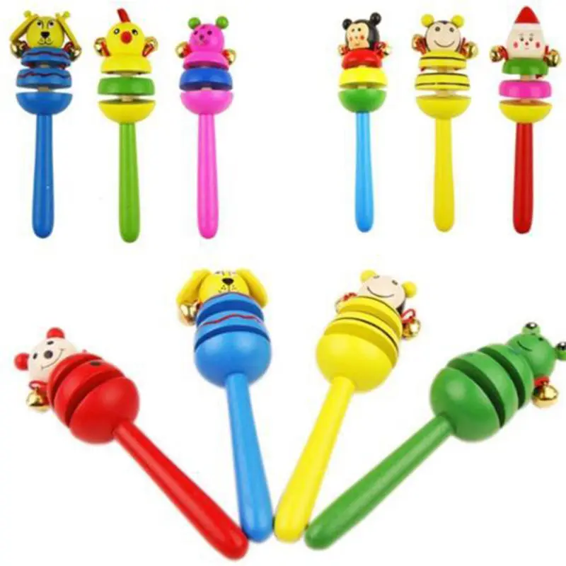 

1 PCS New Baby Children Bell Toy Cartoon Animal Wooden Handbell Musical Developmental Instrument Functional