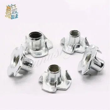 

100pcs m3 m4 m5 m6 m8 captive T nuts Four Prong Furniture T Nut Inserts For Wood Zinc Plated