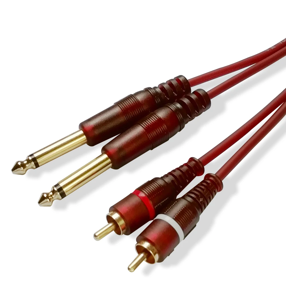 

Digizulu Pro Audio Instrument Cable Dual 6.35 (1/4") Mono Male to 2 RCA Male Audio Cable for Mixer Amplifier Adapter Signal Cord
