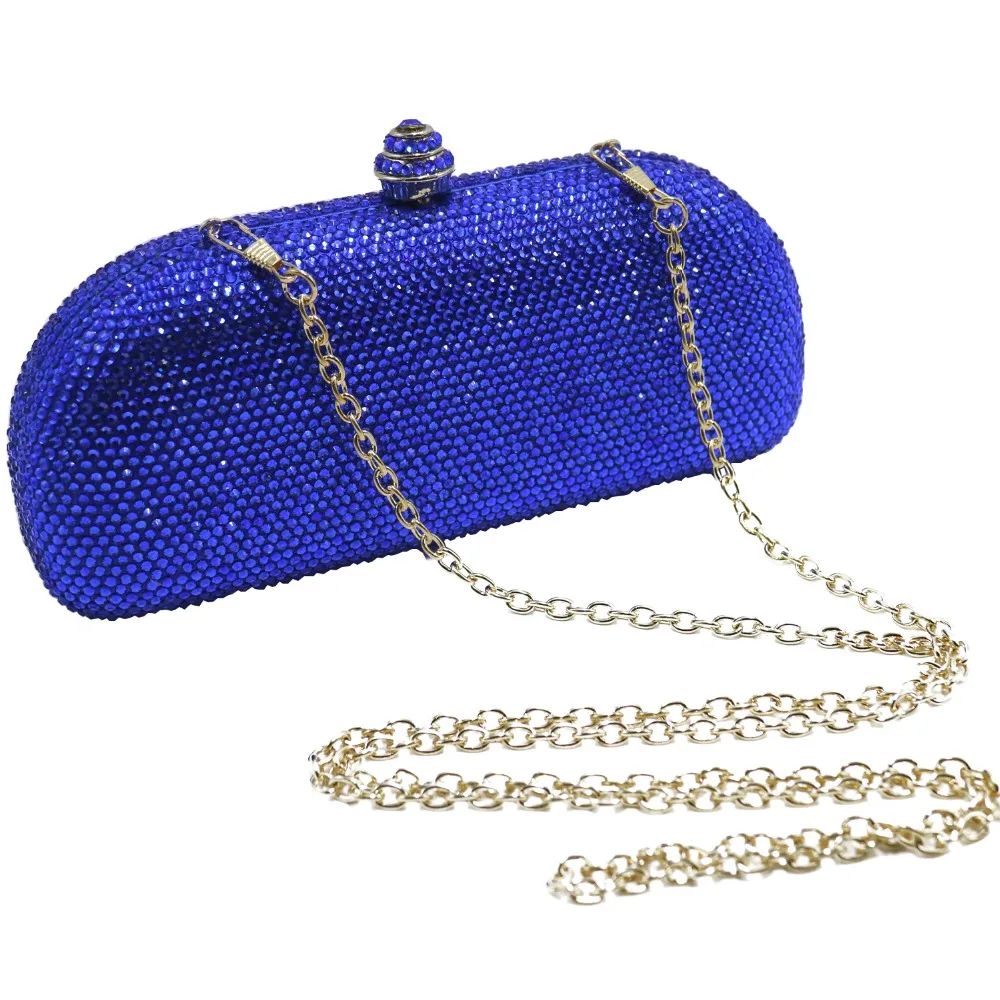 navy and rose gold clutch bag