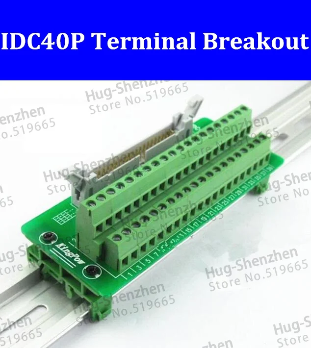 

IDC40P IDC 40 Pin Male Connector to 40P Terminal Block Breakout Board Adapter PLC Relay Terminals DIN Rail Mounting--1pcs/lot