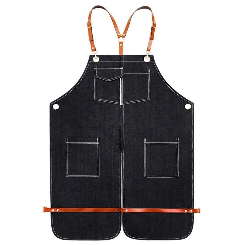 Jean Denim Aprons for Women Men BBQ Chef Bib Home Kitchen Apron barista Dress Barber Cafe Cleaning Cook Waiter Custom logo Gift