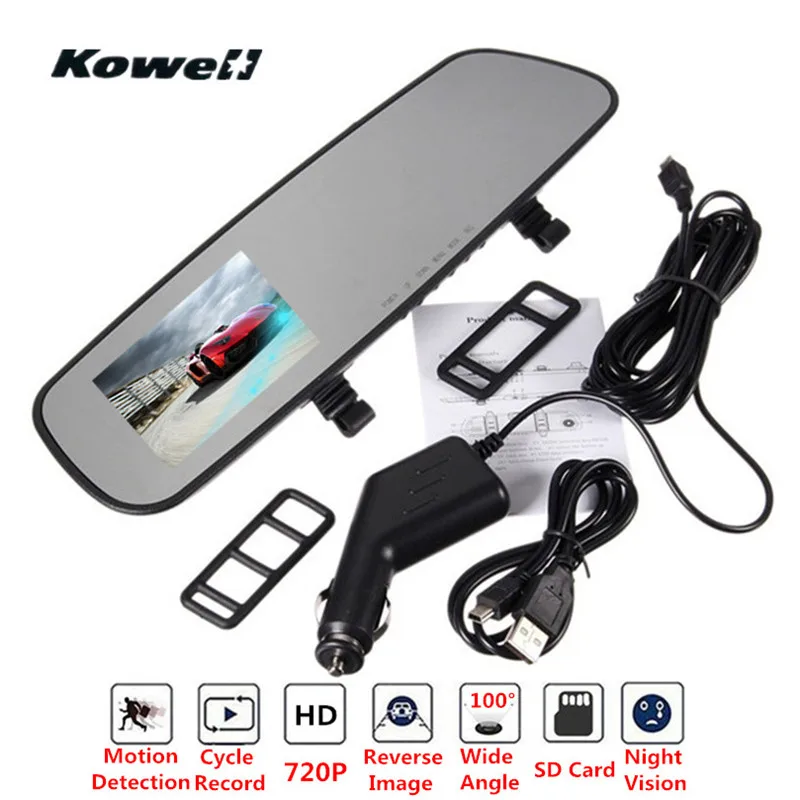 

720P HD 100 Degree 2.4" TFT Universal Car DVR Dash Cam Rear View Mirror Kit Wide Vision Interior Mirrors Inside Rearview Mirror