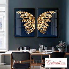 EECAMAIL светильник, роскошная алмазная живопись, полностью Алмазная современная простая столовая, крыльцо, подвесная картина, две бабочки, украшение для дома