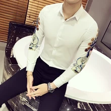 Мужская рубашка CS38-F35* Осенние декорации с лентой британский модный мужской рубашки с длинными рукавами