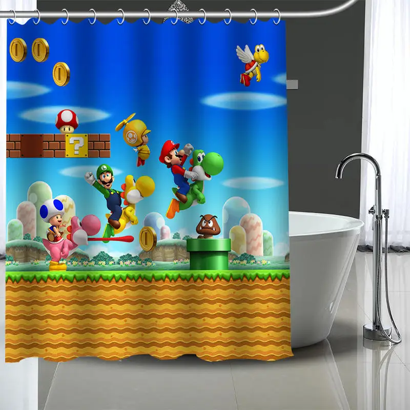 Изготовленный на заказ Супер Марио занавес s полиэстер ванная комната водонепроницаемый Душ занавес с пластиковыми крючками больше размера - Цвет: 13