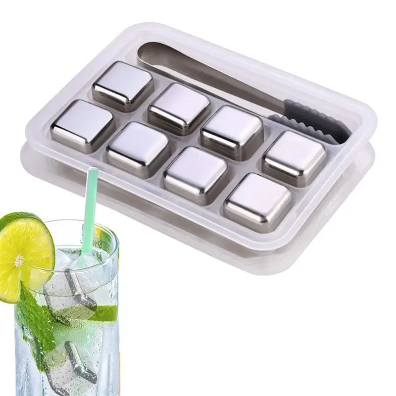 

8pcs Stainless Steel Ice Cubes Reusable Chilling Stones for Whiskey Wine Keep Your Drink Cold Longer Whiskey Cooler Rocks
