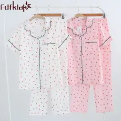 Fdfklak 2018 летняя хлопковая одежда для сна пижамы для Для женщин Pyjama Femme спальный Pijamas Для женщин пижамы Домашняя одежда Q1137