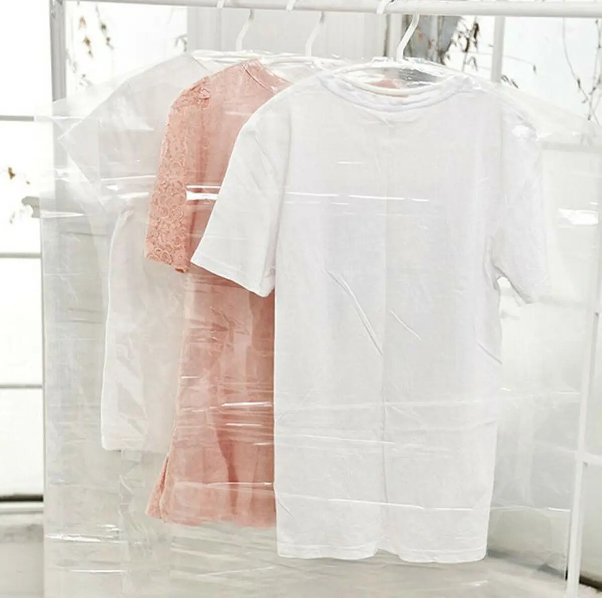 

20pcs Plastic Transparent Dust Cover Garment of Clothes Hanging Pocket Storage Bag Dust-proof Cover Bag Wardrobe Hanging Clothes