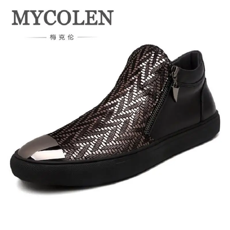 

MYCOLEN Men Boots Winter Shoes Fashion Bling Men Leisure Boots Zipper Male Ankle Boots Black Men Shoes Scarpe Uomo Di Marca