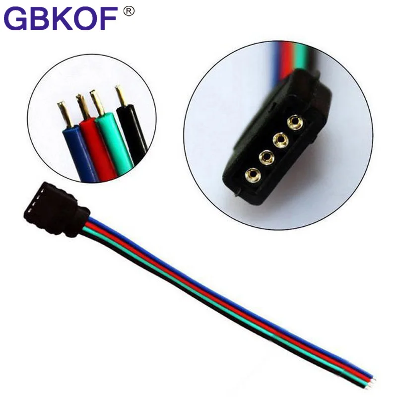 5 шт./лот RGB 4 контакта разъем провода 10 см для 3528 5050 Светодиодная лента мужской тип