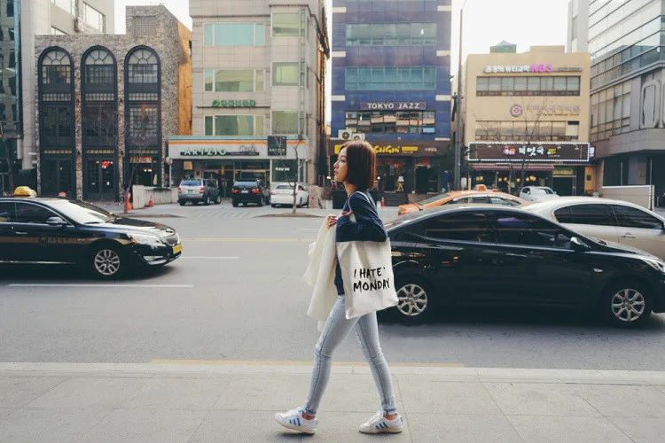 Flash Deal Wholesale 200pcs/lot  Eco Reusable Black Cotton Canvas Shopping Tote Bags Natural Fabric Grocery Recyclable Fashion Design Bags 7