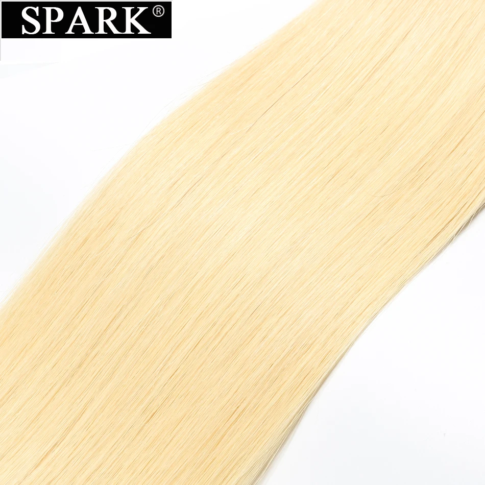 Spark волосы#613 Цвет прямые бразильские девственные волосы(Virgin Hair) 1/3/4 Комплект сделки пряди человеческих волос для Инструменты для завивки волос Мёд волосы цвета блонд для наращивания на заколках