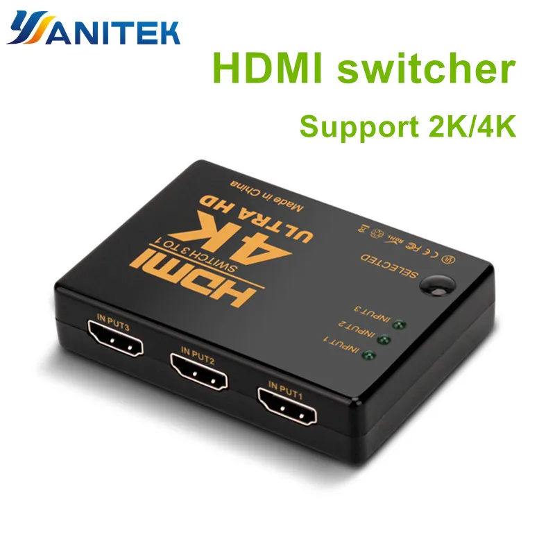 Perlinta HDMI коммутатора, 3 Порты и разъёмы 4 K * 2 K коммутатор Splitter Box Ultra HD для DVD HDTV Xbox PS3 PS4