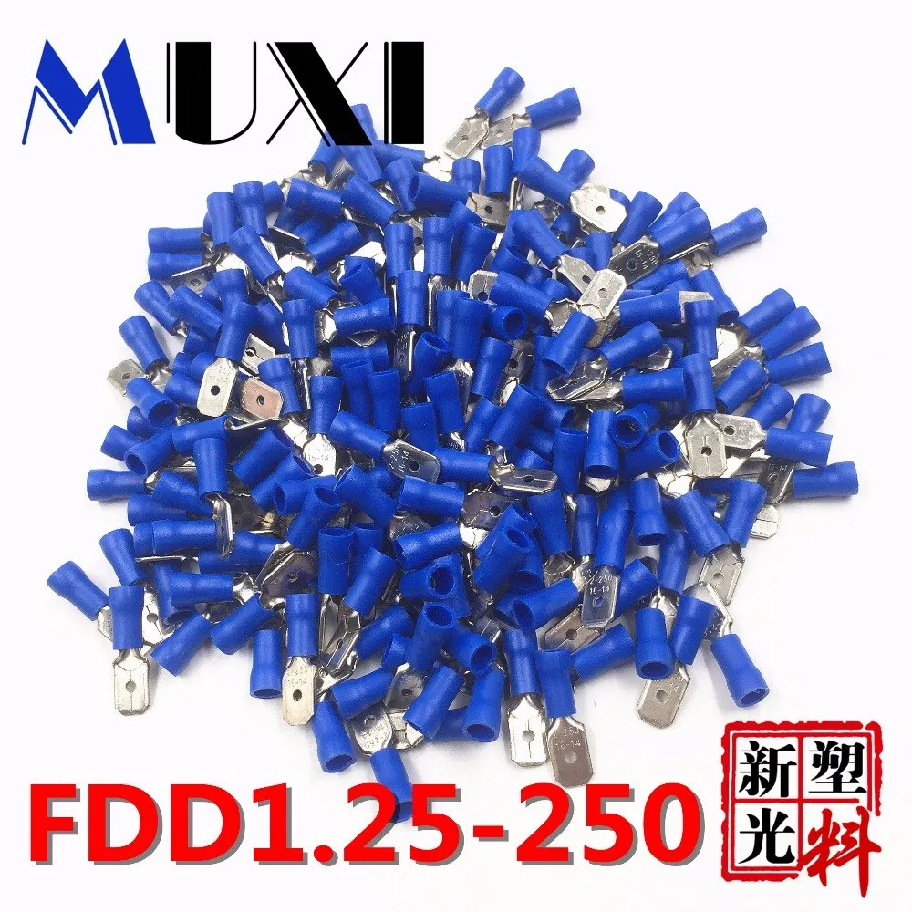 FDD1.25-250 Male Insulated Electrical Crimp Terminal for 0.5-1.5mm2 Connectors Cable Wire Connector 100PCS/Pack Blue | Обустройство