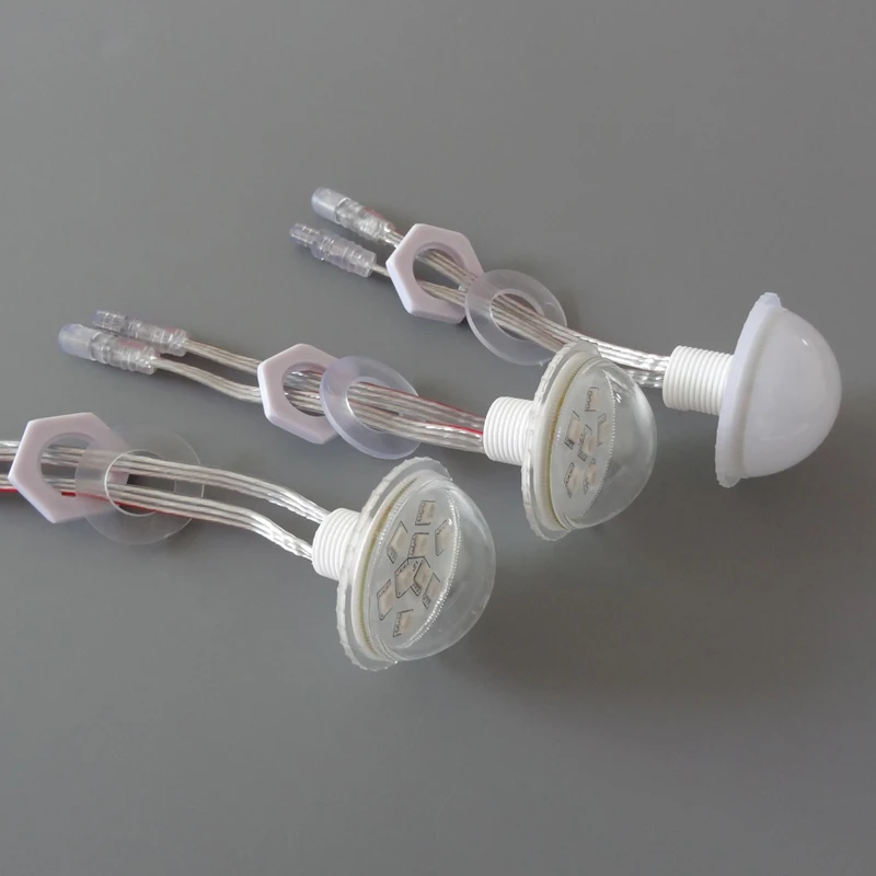 

45mm diameter;DC12V;UCS1903 addressable RGB full color led smart module;2.16W(9pcs of 5050 SMD LED);IP68;clear or milky cover