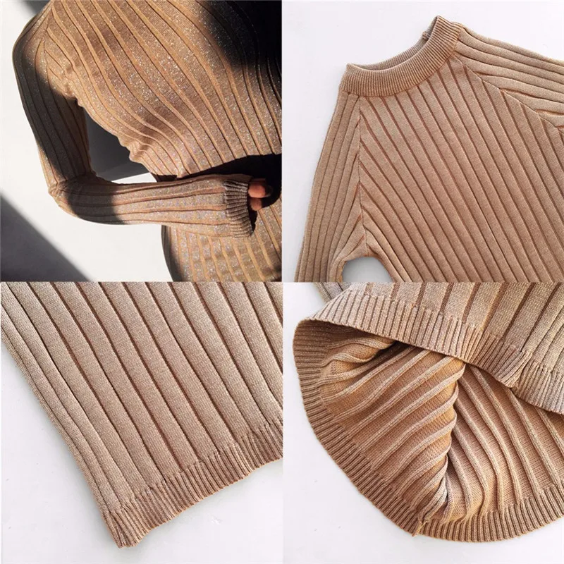 Women Sweater Dress 2017 Fall Winter Long Sleeve O Neck Sexy Bodycon Dress Elastic Striped Skinny Knitted Dresses Robe Vestidos12