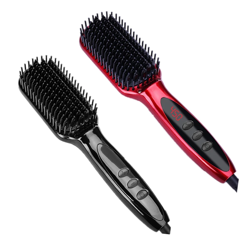 Portable Size Handheld Electric Hair Brushes Straighter Lcd Display