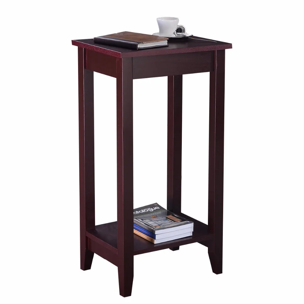 Giantex Tall End Coffee Table Modern Living Room Wood Side Nightstands Multipurpose Shelf Display Rack Console Tables HW51529