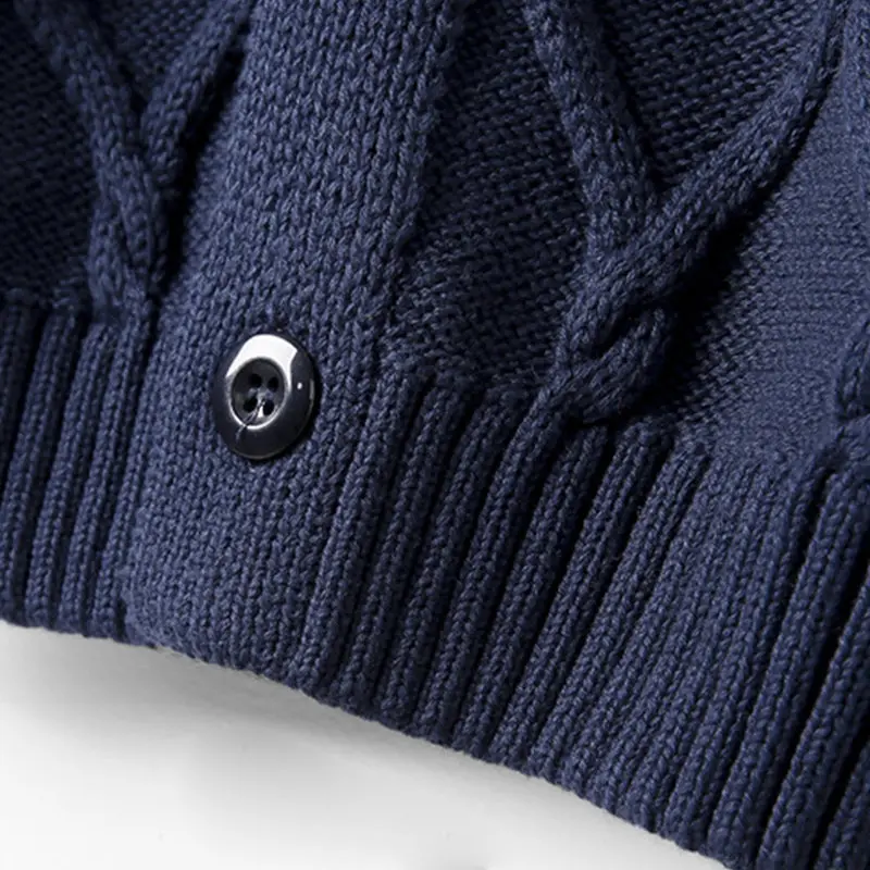 Thick Baby Boys Knitting Sweater Kids Warm Top Outfit Crochet Design Children V-Neck Cardigan Button Closure Cotton Comfortable (9)