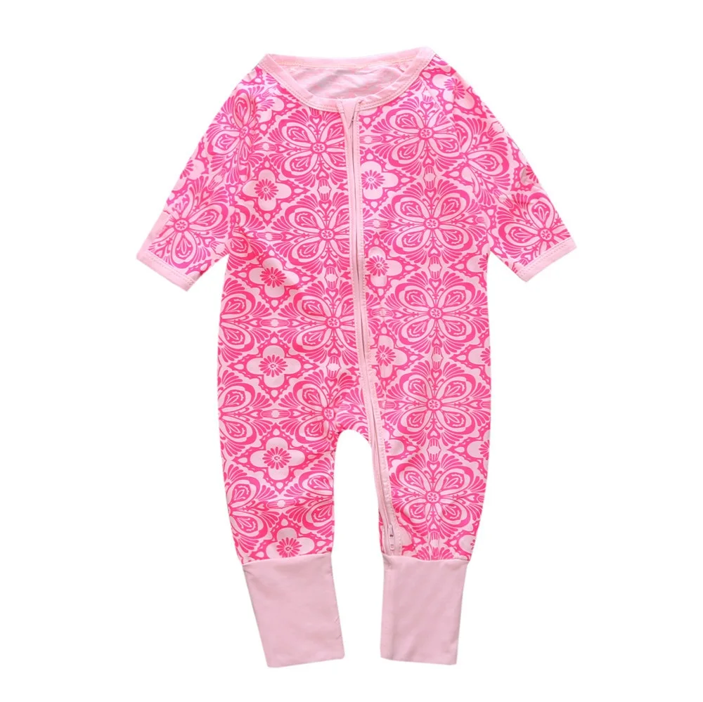 Hooyi молния Мода Одежда для новорожденных Baby One-Piece Ползунки рубашка Пижама для мальчиков комбинезон хлопок Мягкий комбинезон для девочек пижамы - Цвет: 2