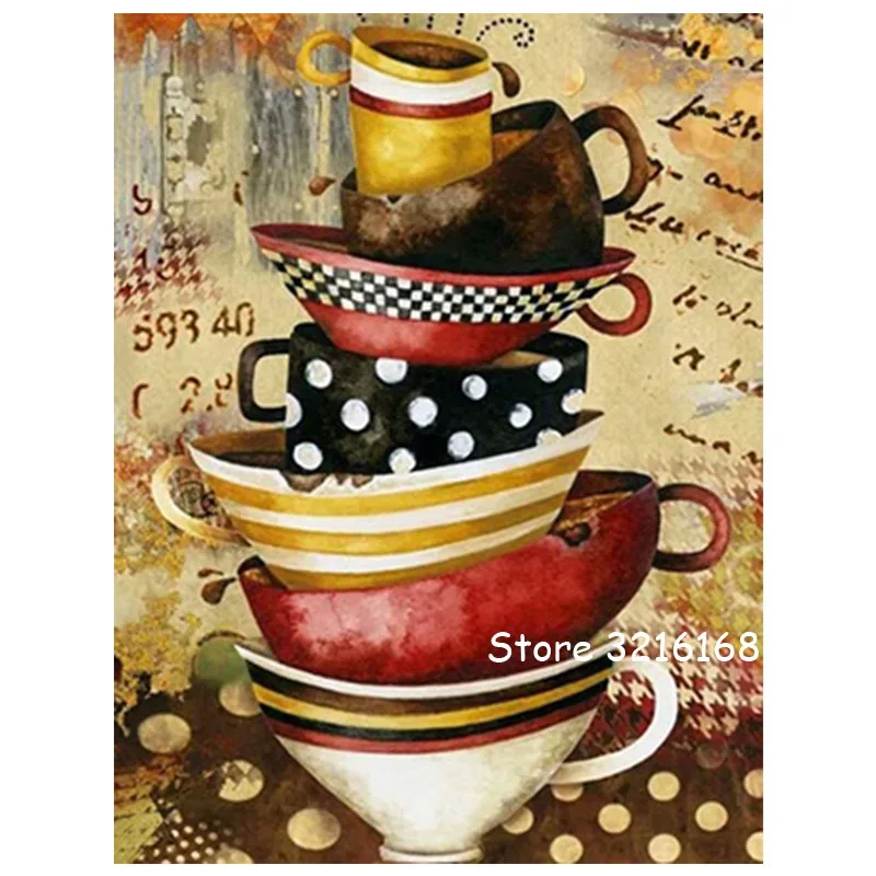 

5D DIY Diamond Painting Full Square/Round Drill "Tea cup" Diamond Painting 5D Embroidery Cross Stitch gift Home Decor Gift B22