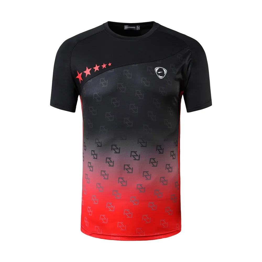 Los hombres directo T camisas cuello seco rápido corriendo fitness entrenamiento Polos tops camisetas ropa de bádminton ropa directo camisa de deporte