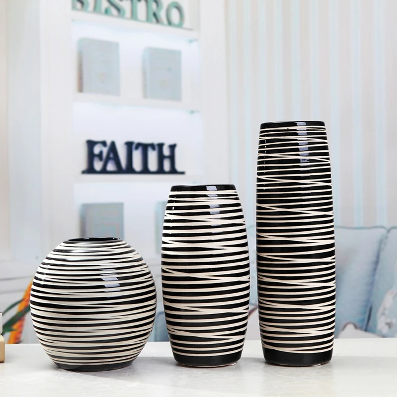 

Modern Style Simple Contracted Black and White Ceramic Vases Home Adornment Vase Interior Furnishing Articles of Handicraft