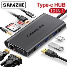 SAMZHE USB HUB Type C to HDMI RJ45 Card Reader Adapter USB3.0 Hub for MacBook Samsung Galaxy S9/Note 9 Huawei P20 Pro