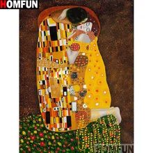 HOMFUN – peinture à l'huile de Couple, cadre carré ou rond, bricolage,