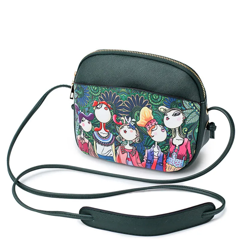 مصمم حقائب الشهيرة العلامة التجارية حقائب النساء 2018 جودة عالية بو الجلود أكياس صغيرة Crossbody 3D الكرتون طباعة حقائب كتف الإناث