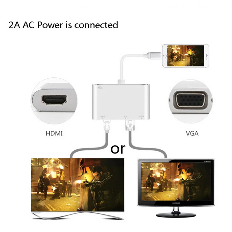 Suntaiho для iPhone конвертер к HDMI VGA 3 5 мм Jack аудио кабель переходник телевизора iPad серии