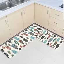 2 шт Кухня подстилки и коврики комплект Винтаж Племенной этнический перо украшение для дома Нескользящие Спальня Коврики Дверные для гостинной