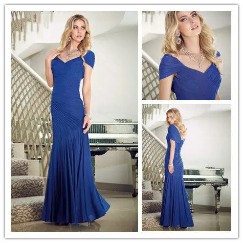 Royal Blue Short Sleeve Party Dresses