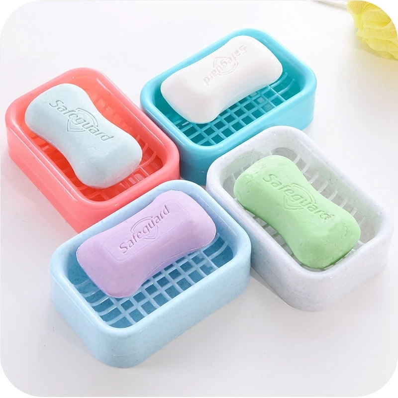 1pc Double Layer Drain Soap Box Color Bathroom Soap Dish Plastic Soap